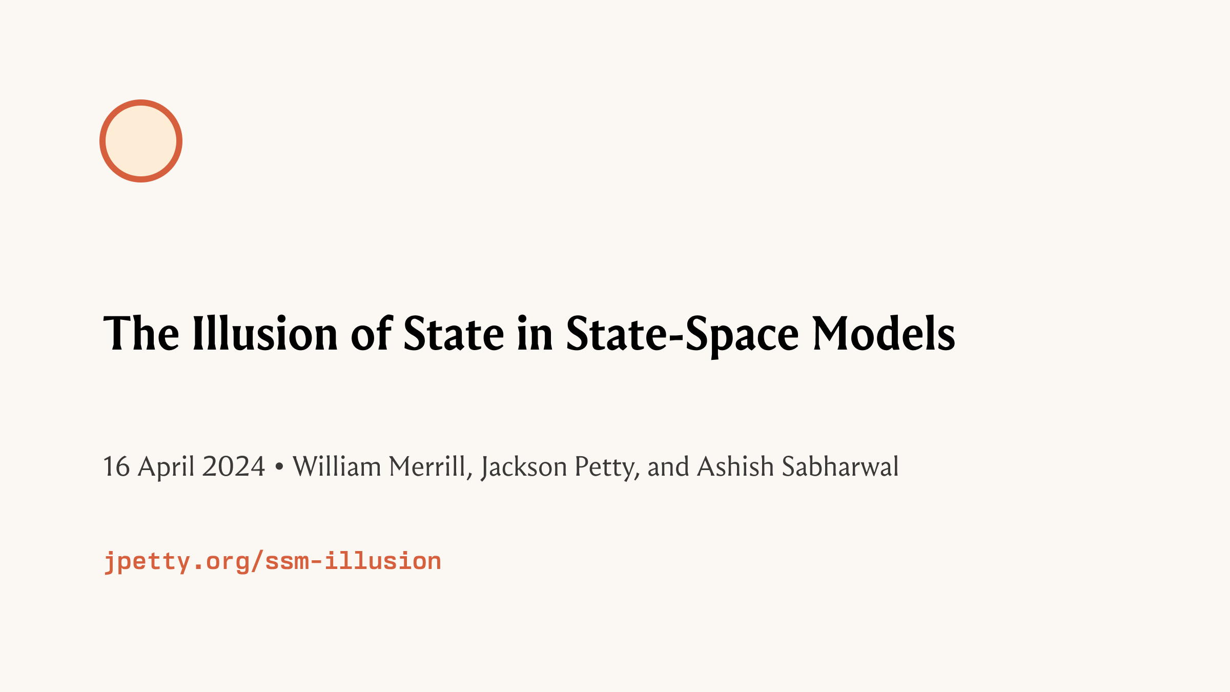 The illusion of state in state space models jackson petty